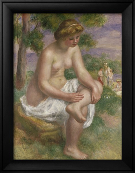 Seated Bather in a Landscape - Pierre-Auguste Renoir painting on canvas